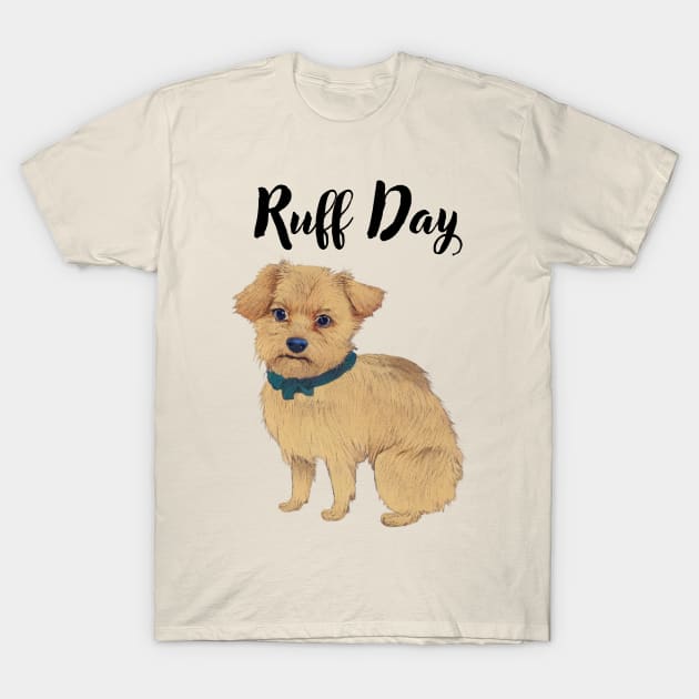 Funny Adorable Cream Norfolk Terrier Dog Having A Rough Day T-Shirt by Mochabonk